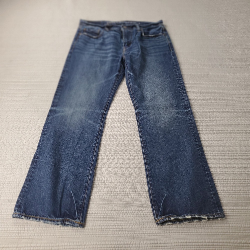 American Eagle Original Bootcut Jeans Mens 33x32 Blue Distressed Medium Wash